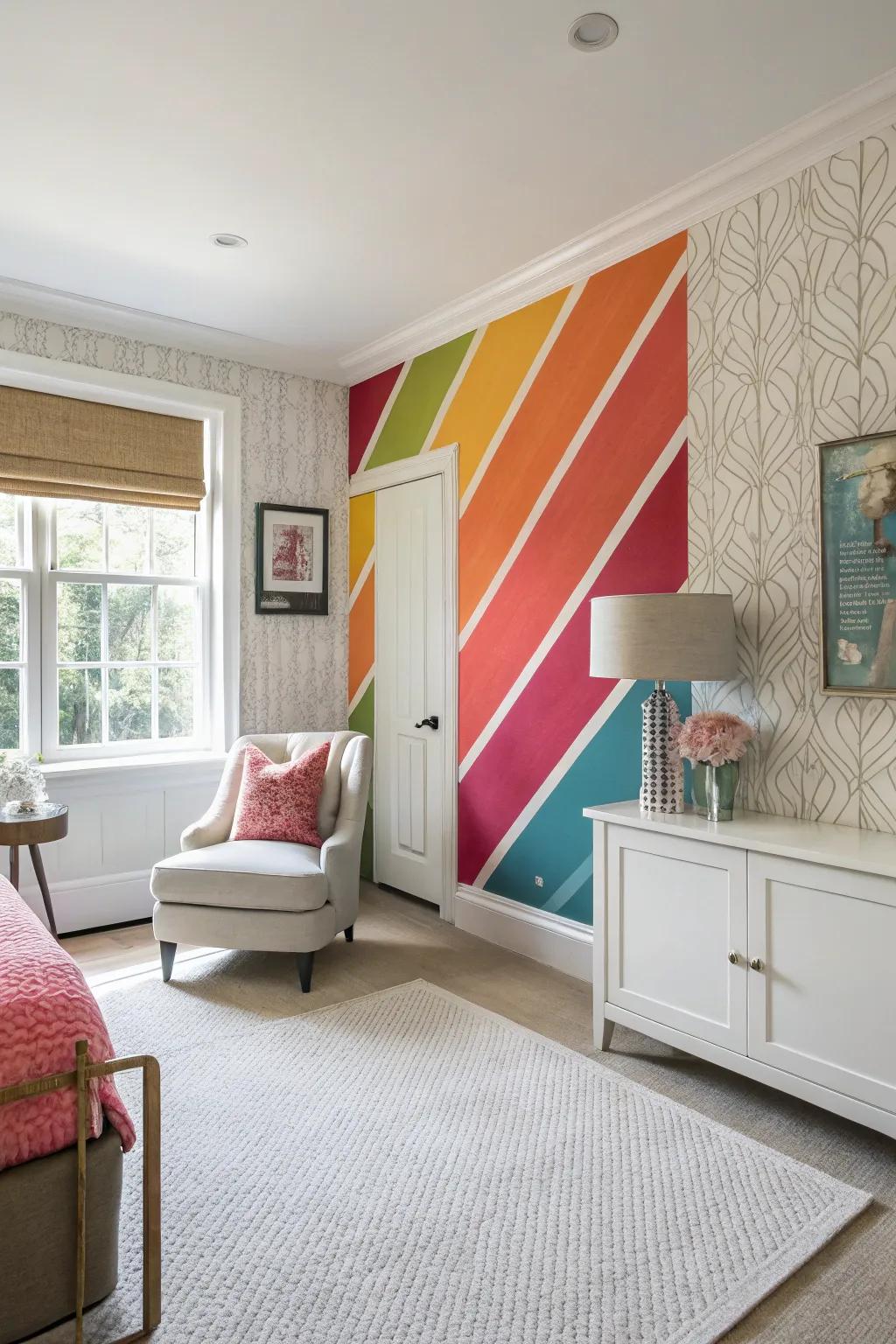 An emphasized wall that adds depth to the room.