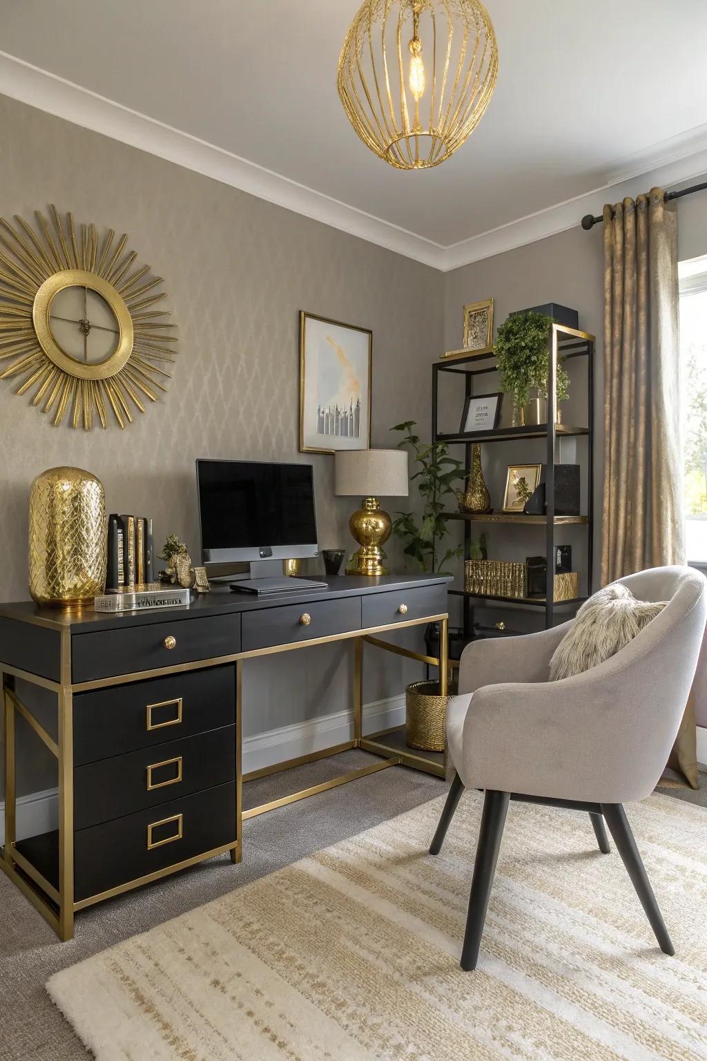 Metallic accents bring a touch of glamor to your workspace.