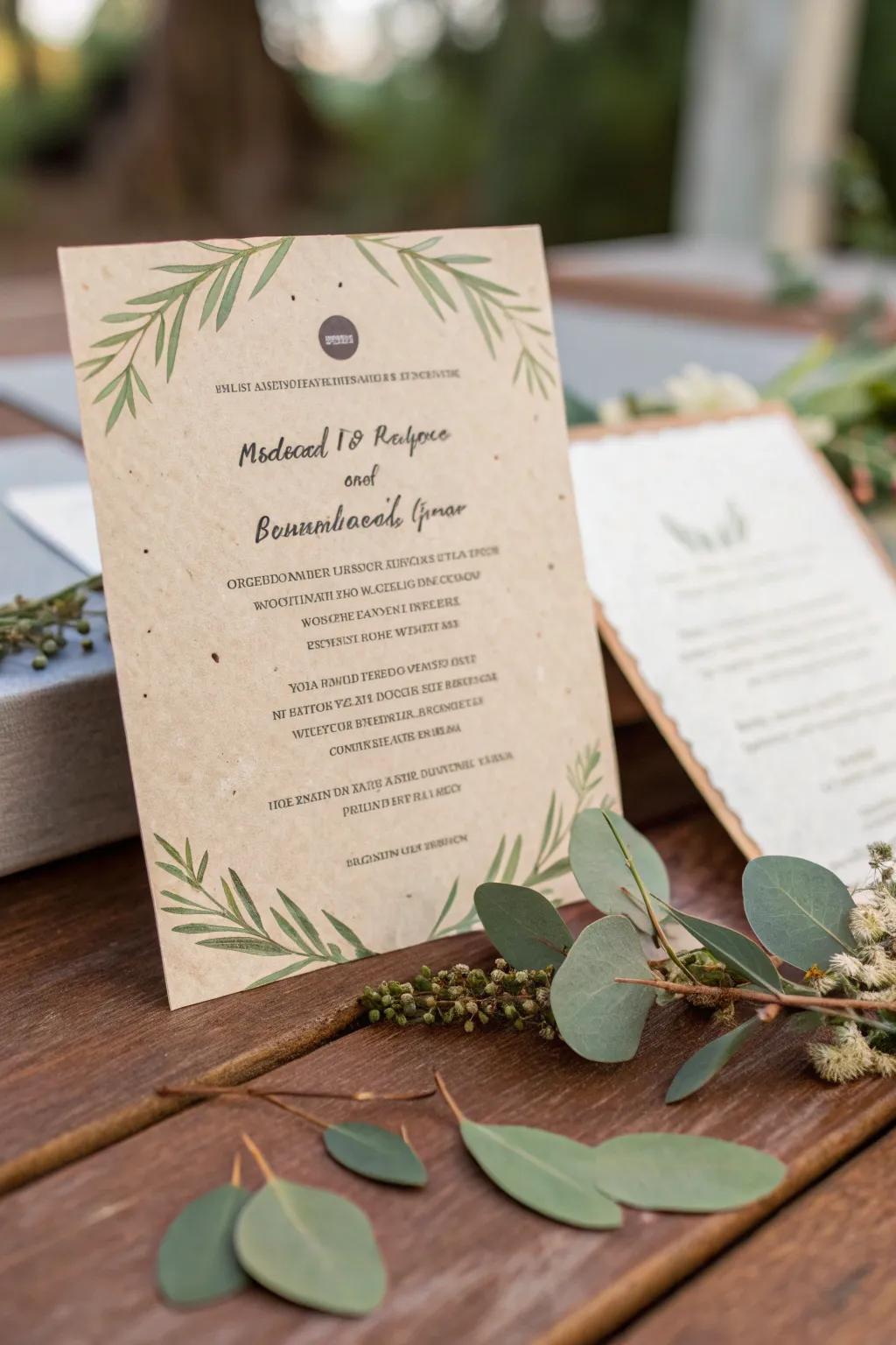 Eco-friendly invitations support a sustainable and responsible lifestyle.