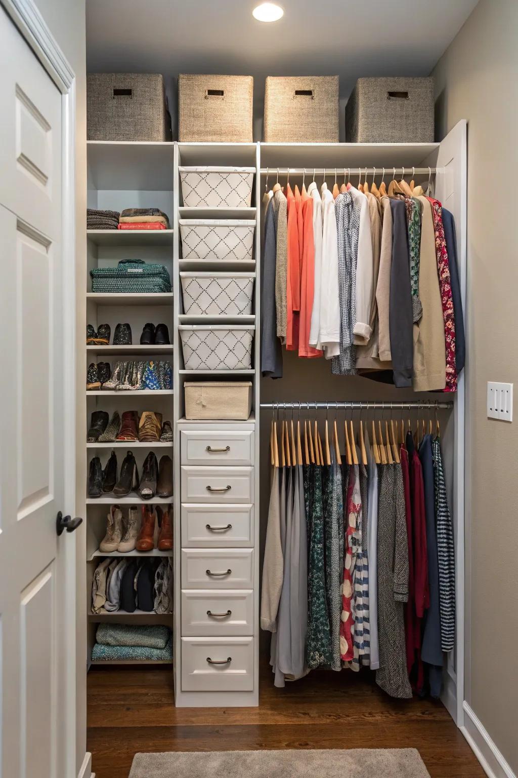 Hanging organizers add more layers of storage in small spaces.
