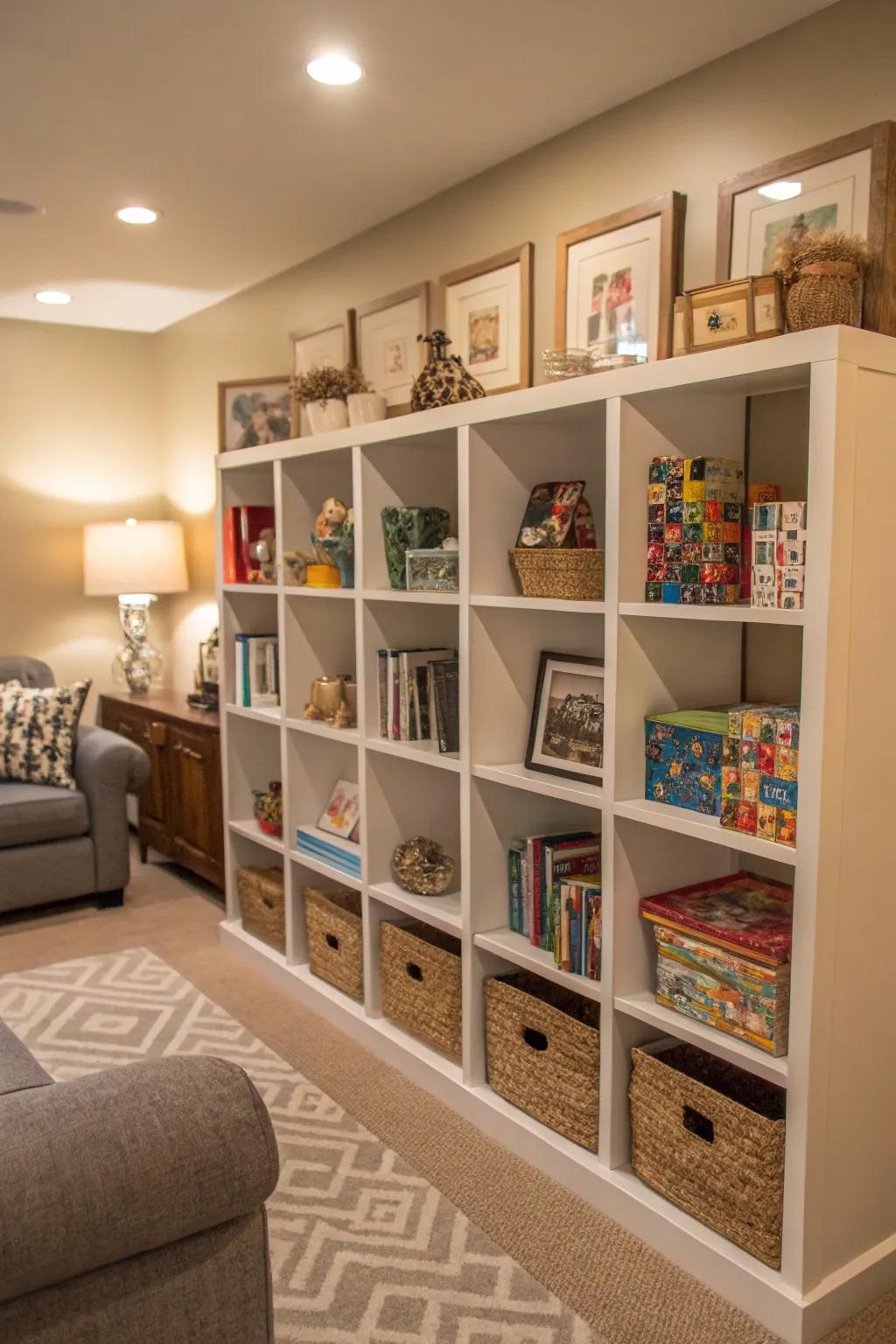 Cubbies give a stylish home to each puzzle.