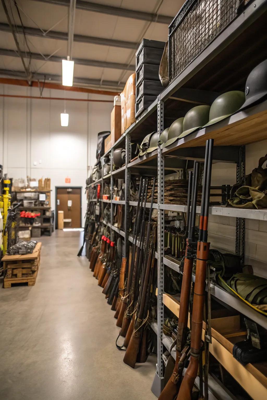 Overhead racks keep large items out of the way yet accessible.