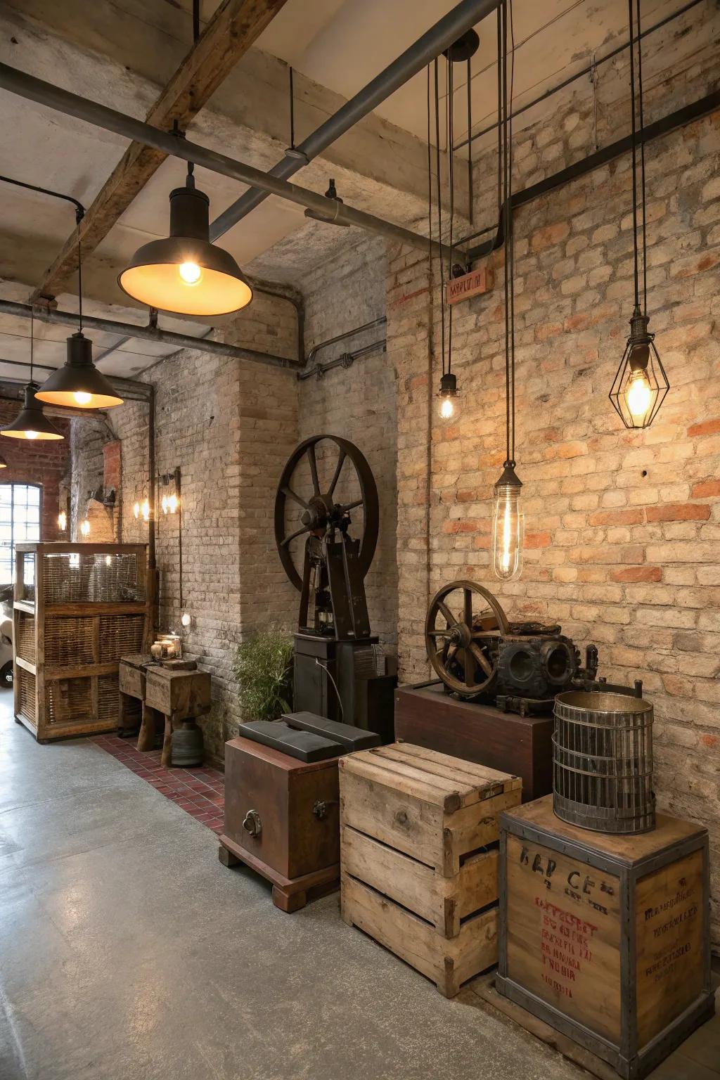 Vintage finds add character to this industrial decor.