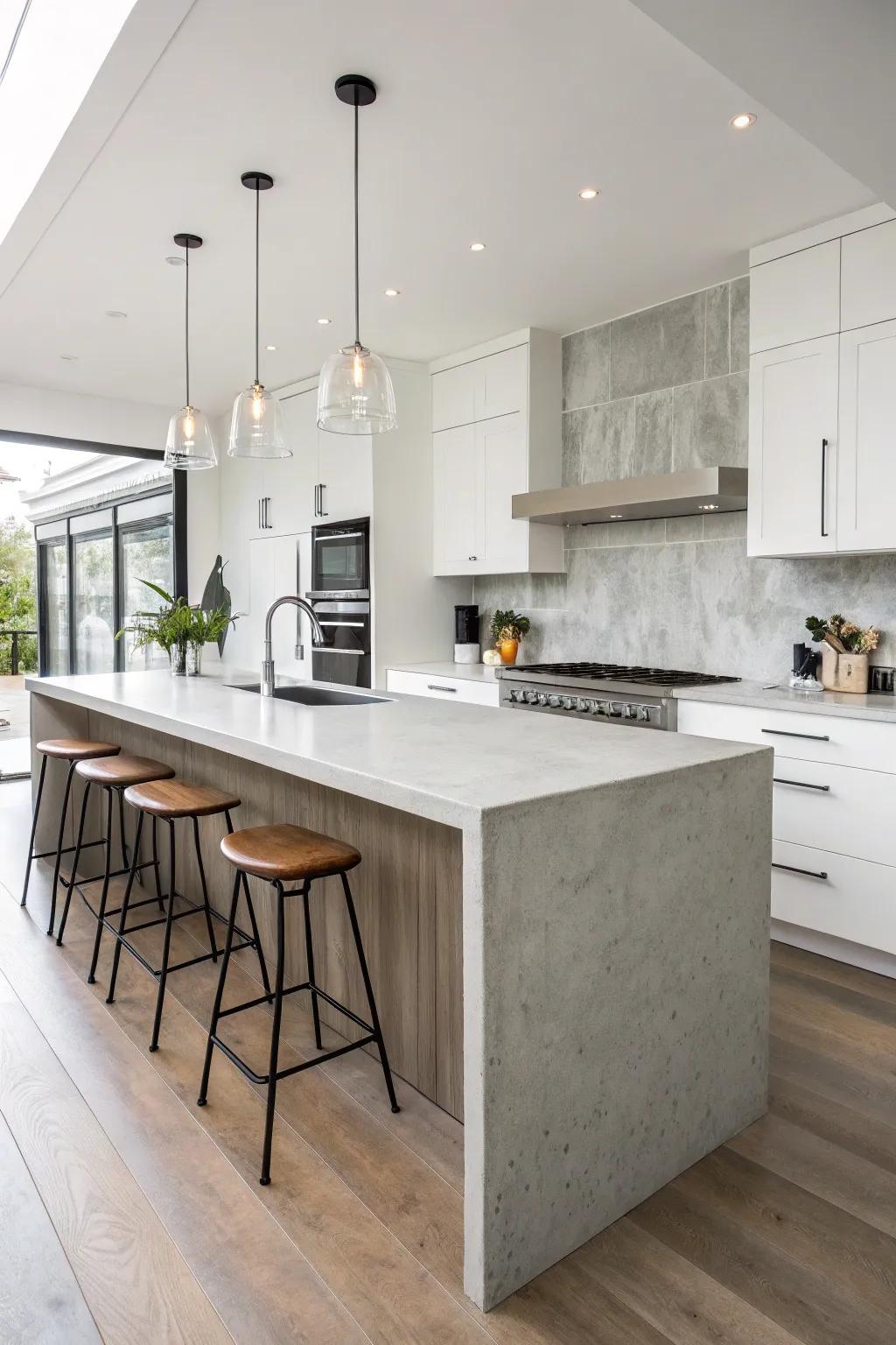 Hardened mud overlays offer a sleek, modern aesthetic for any kitchen.