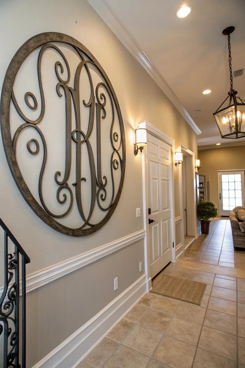 Metal monogram signs provide durability and classiness.