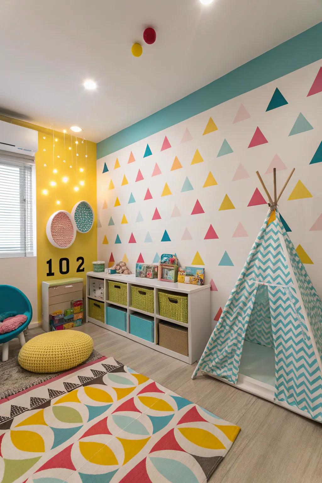 Geometric designs impart an energetic and creative vibe.