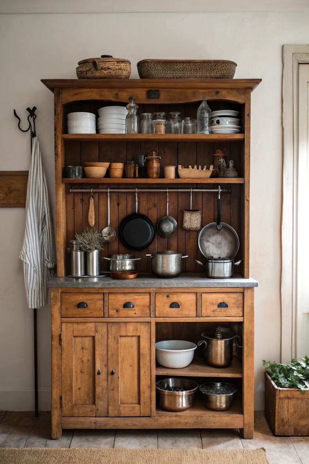 Reimagined heirlooms can serve as charming and functional kitchen racks.