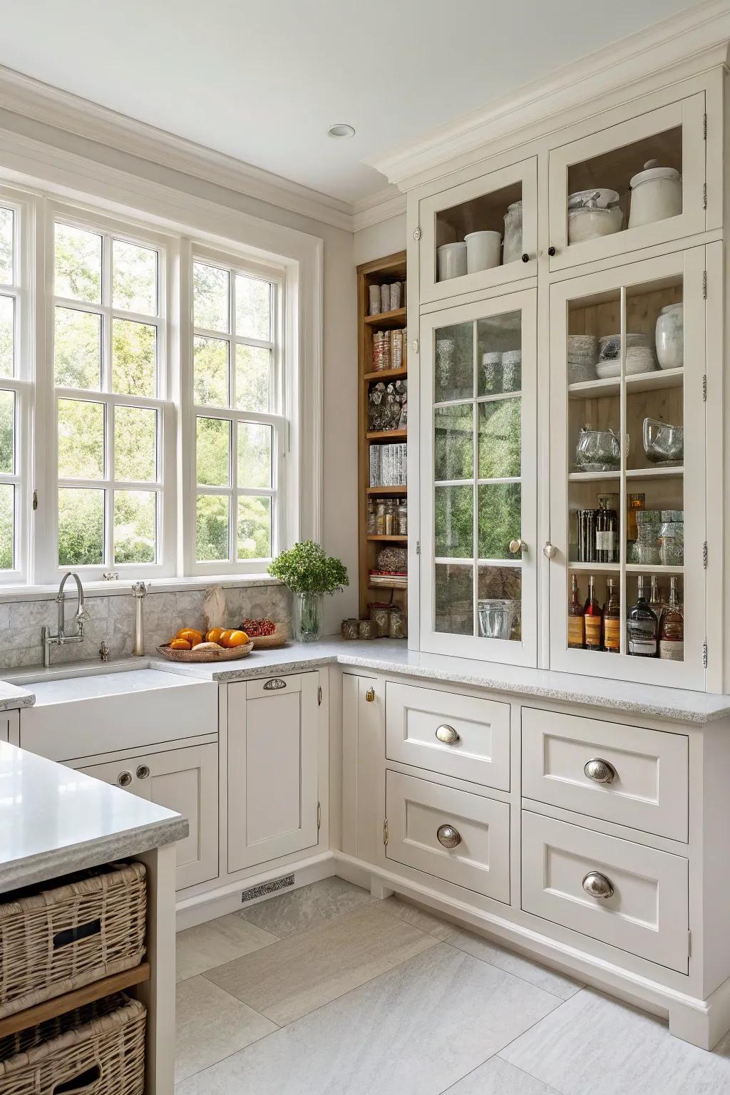 Bespoke storage helps keep a clutter-free kitchen.