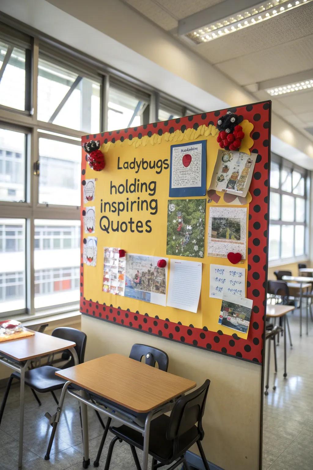 A motivational beetle board to inspire and uplift students.