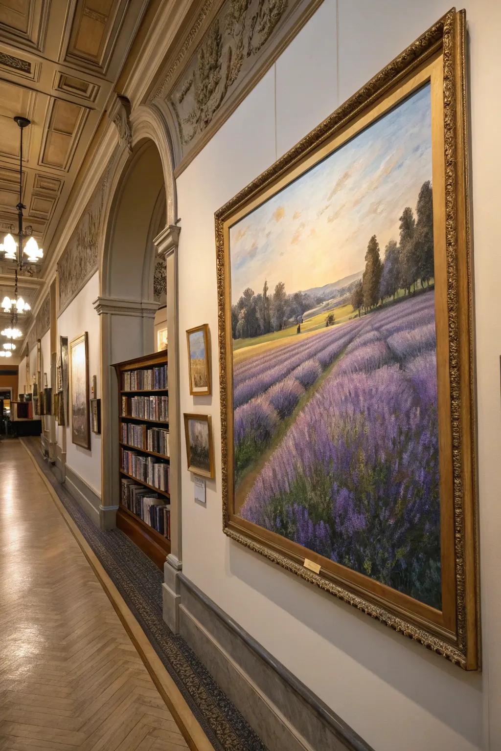 Lavender with dramatic light and shadows, creating a captivating visual effect.