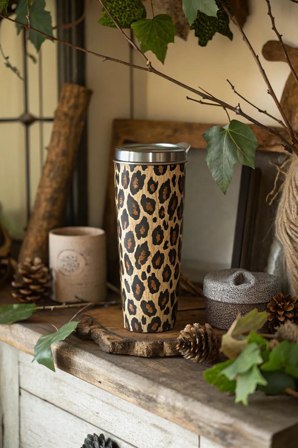 A nature-inspired leopard print cup that brings the outdoors inside.