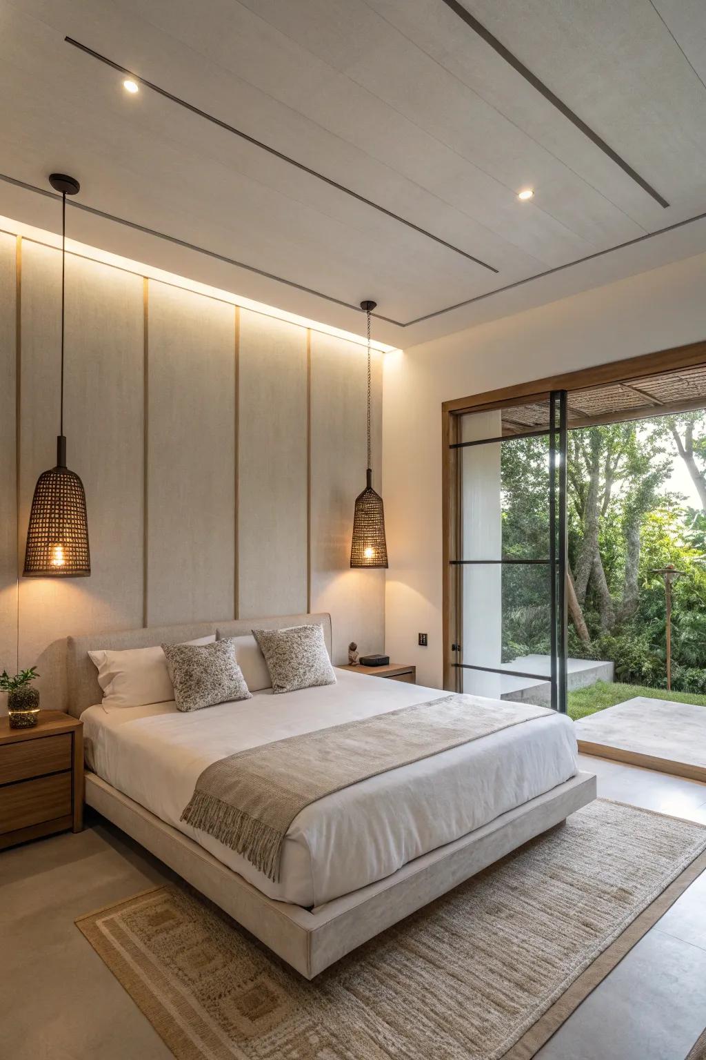 Minimalist fixtures provide a serene and calming effect.