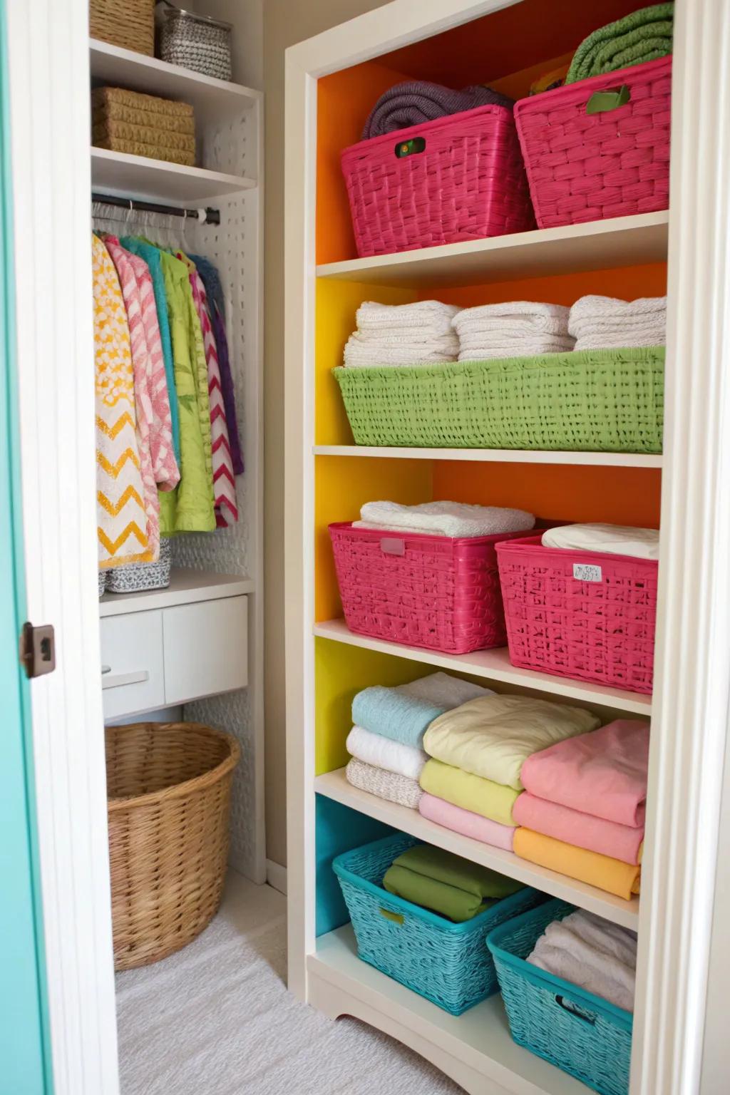 A splash of color can transform a functional space into a cheerful recess.