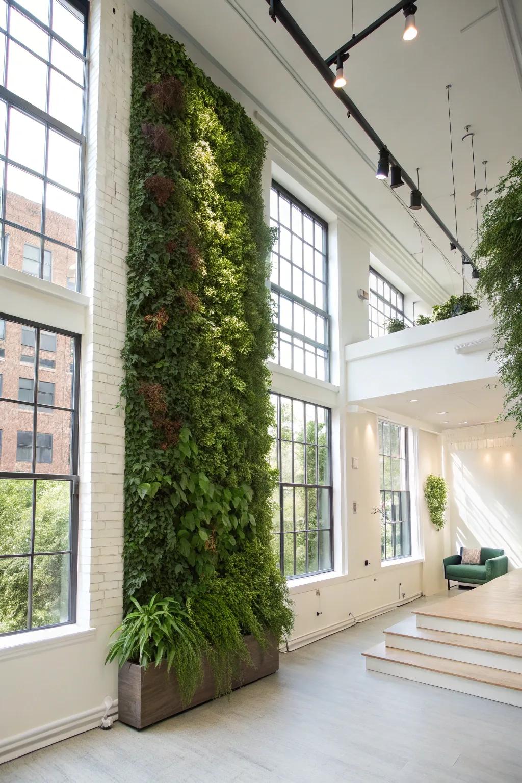 Flourishing vertical garden introducing nature indoors.
