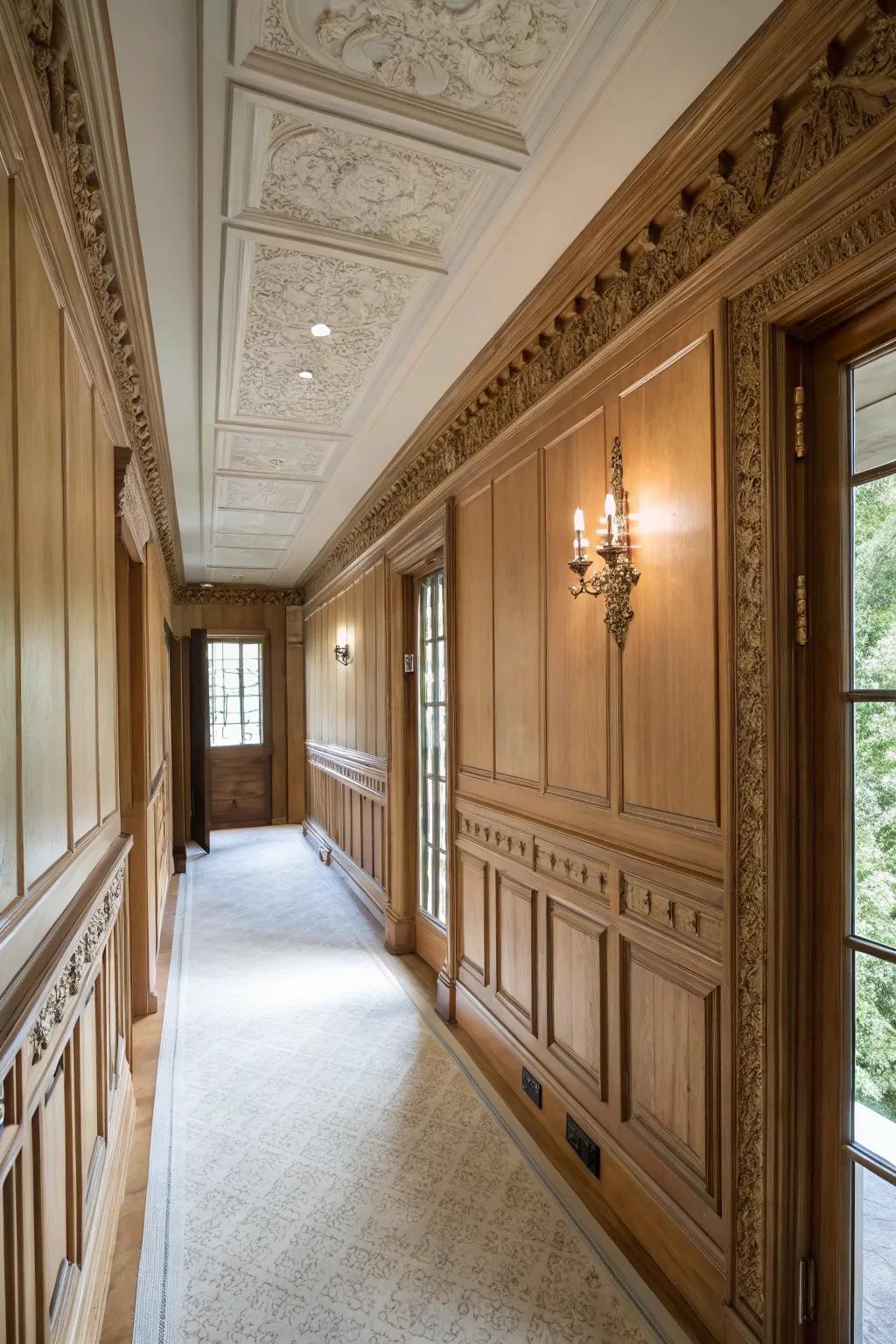 Architectural elements are able to elevate the design of a hallway.