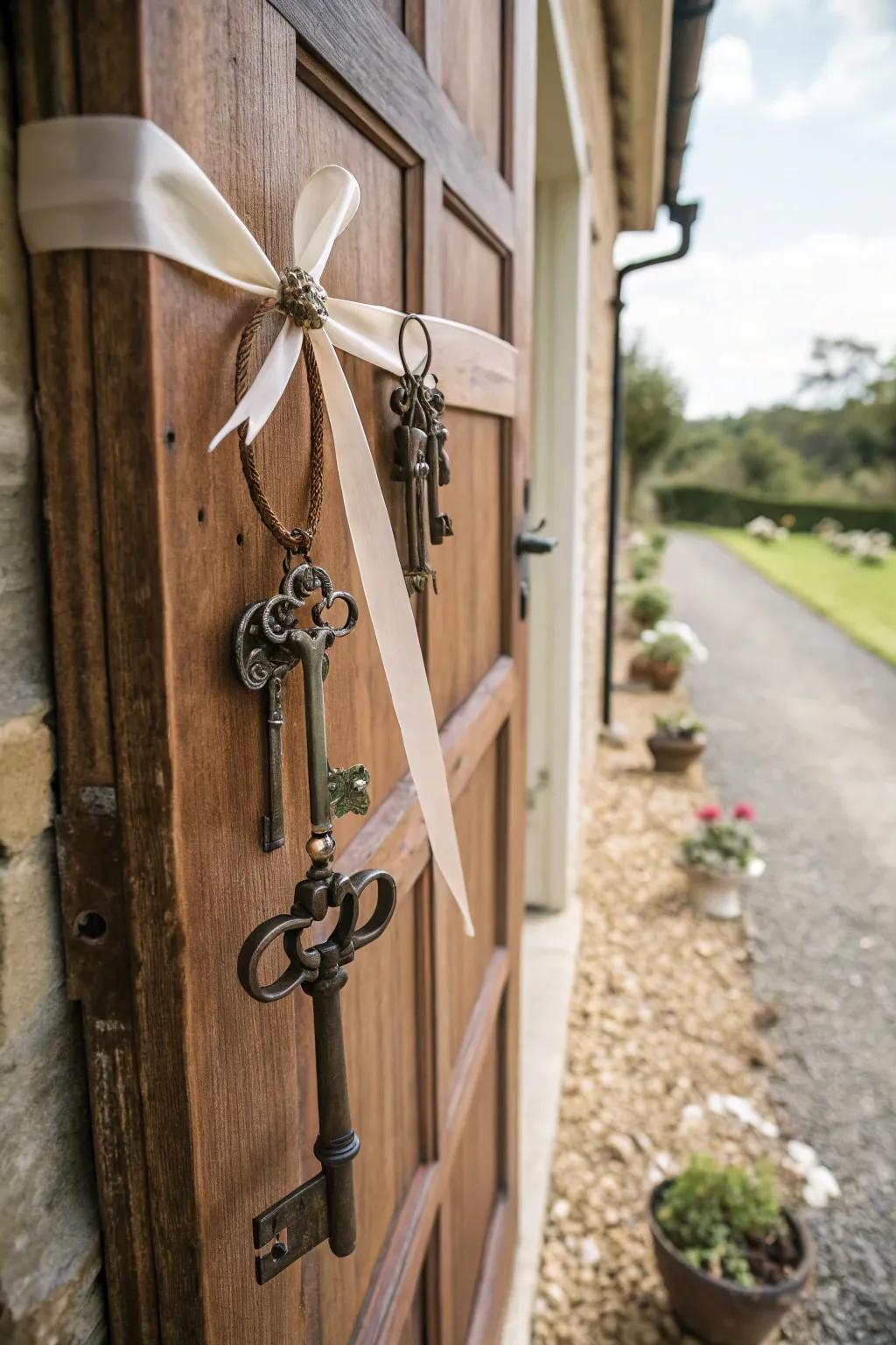 Antique keys introduce a hint of whimsy and intrigue.