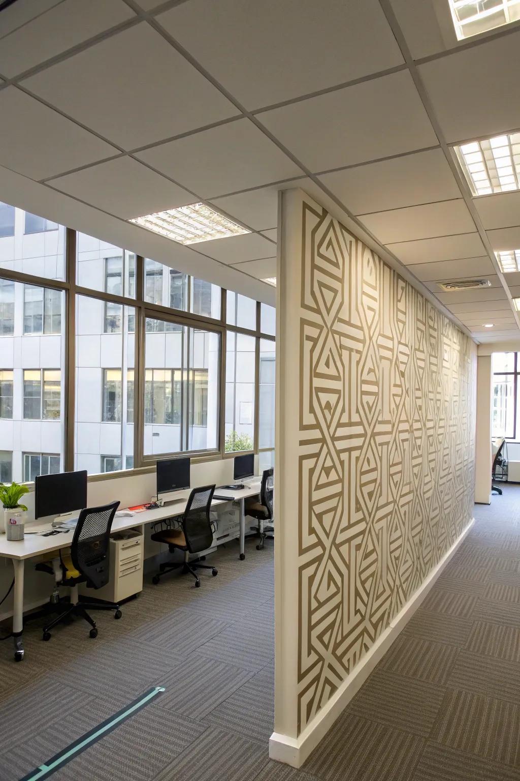 A sophisticated appearance is provided by interlocking squares