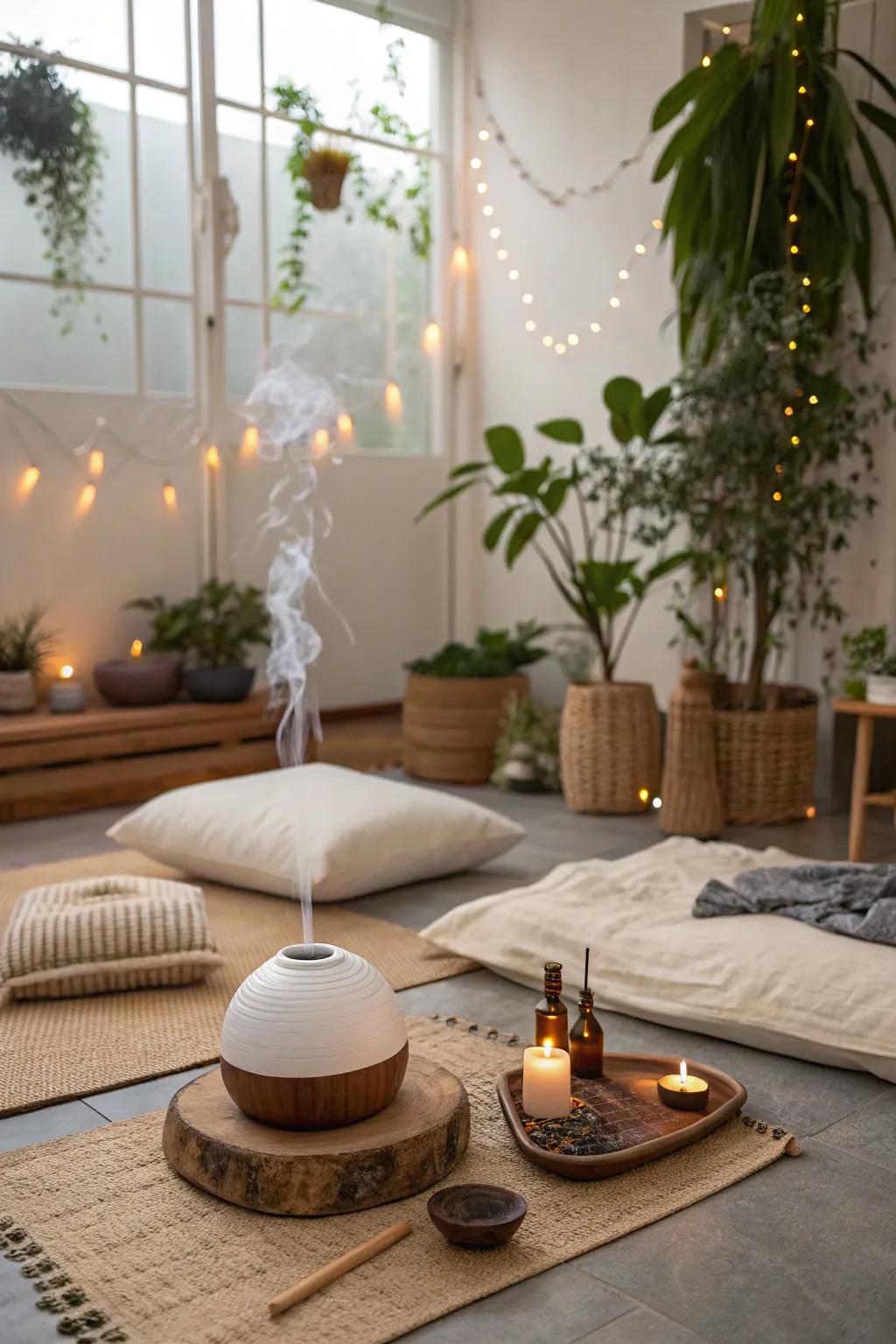 Scented scents can refine the ambiance of your meditation space.
