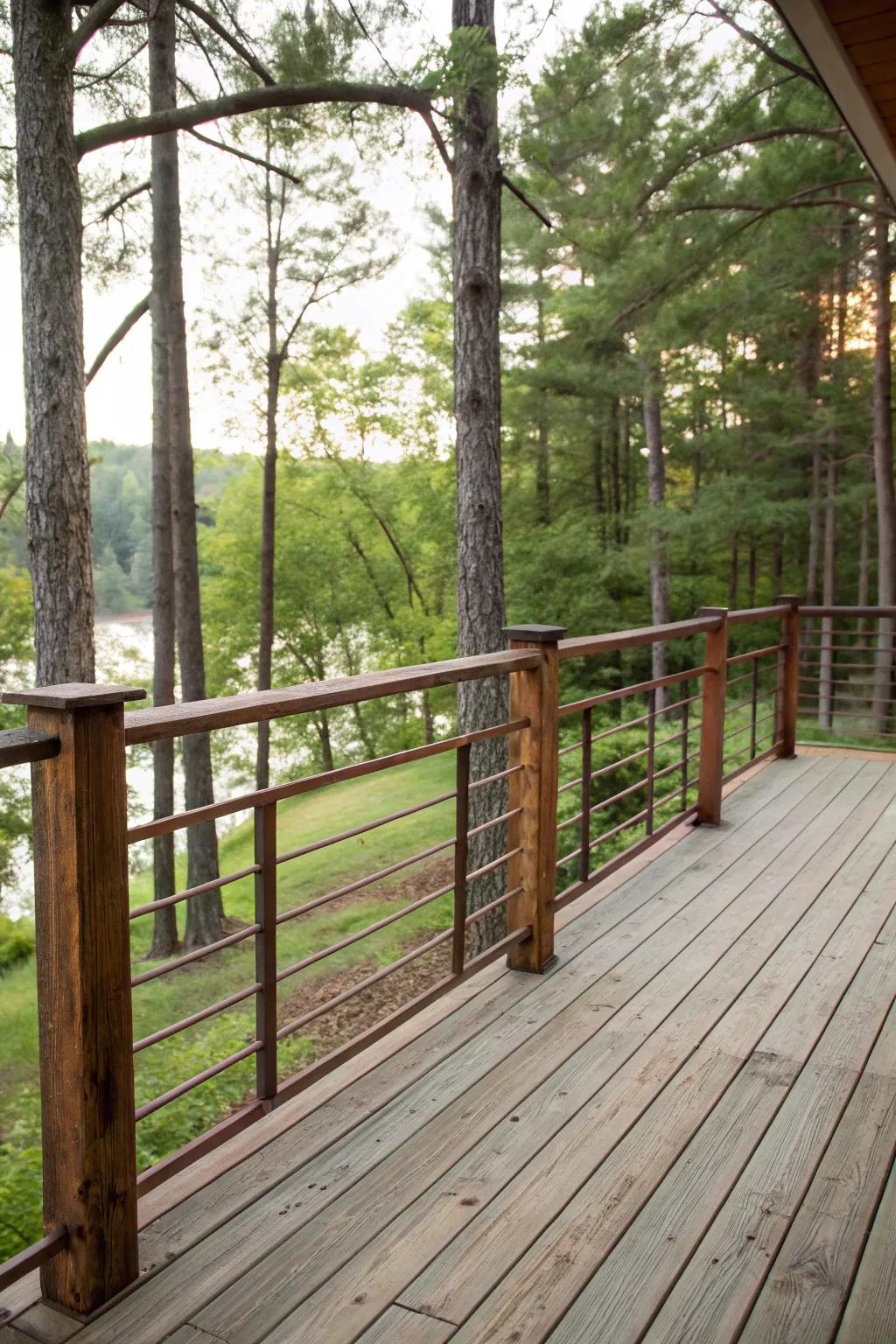 Rustic railings bring a touch of timeless charm to decks.