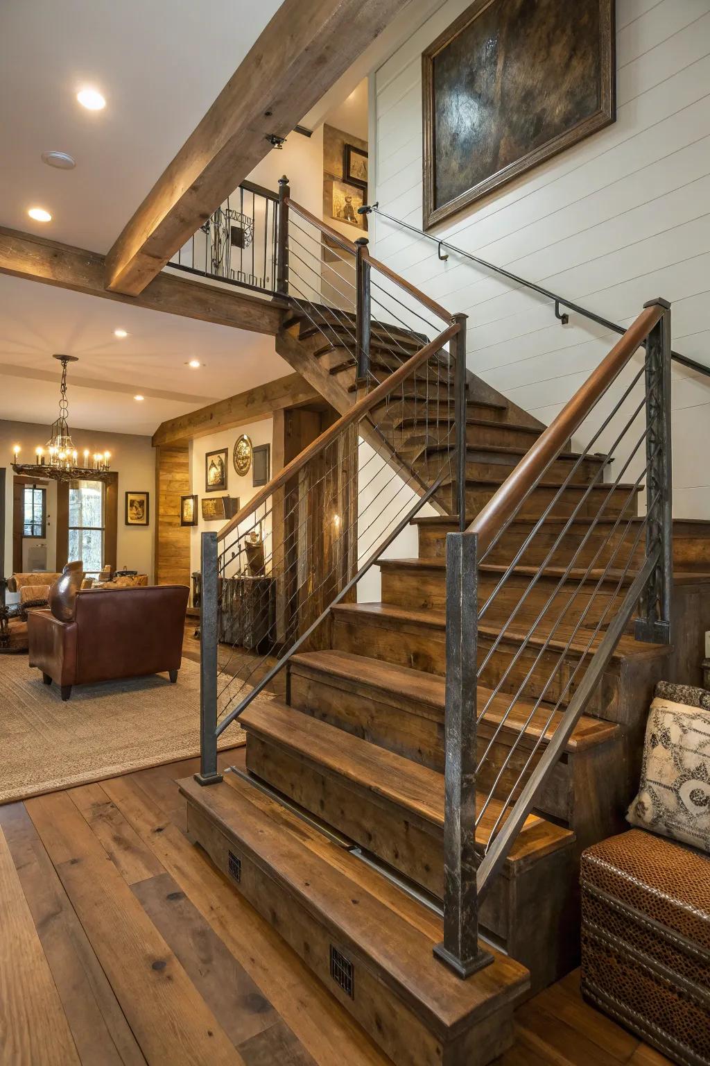 Harmonize modern and countryside elements with this unique staircase design.