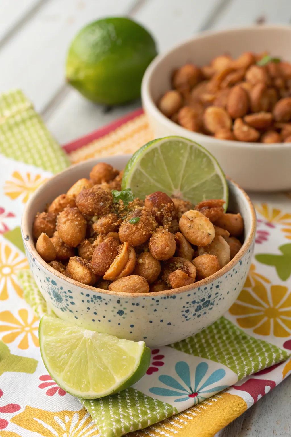 Chili lime peanuts for a spicy, crunchy bite.