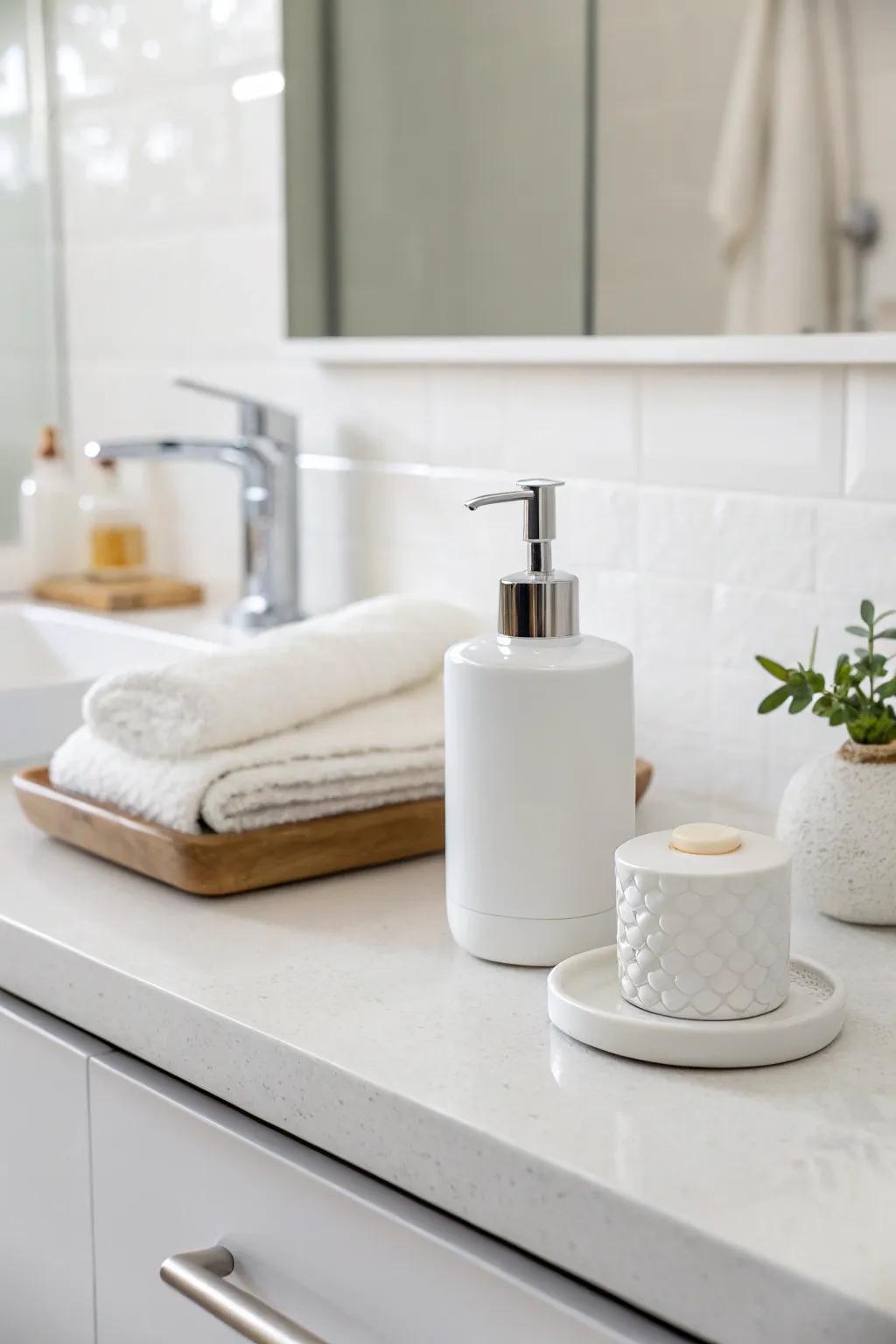 A pure white color scheme cultivates a fresh and expansive feel.