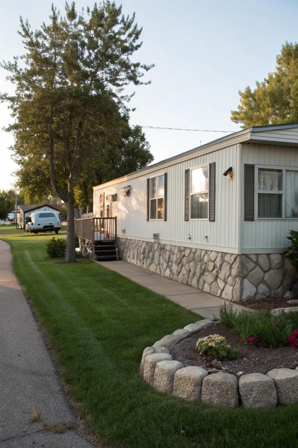 Artificial rock base offers a realistic stone appearance at a reduced cost.