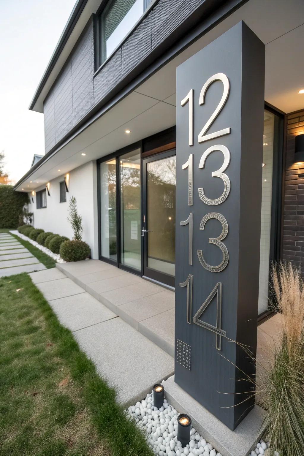 Stylish house numbers add a modern touch.