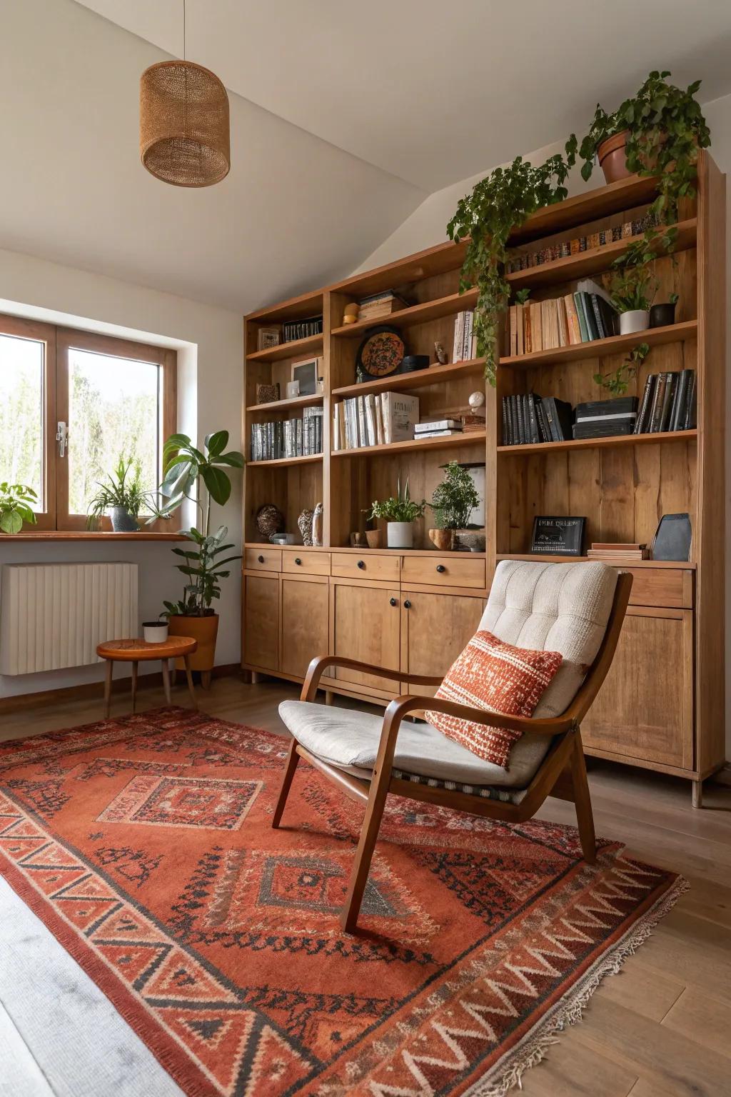 Rugs with earthy tones offer a warm, inviting sensation.