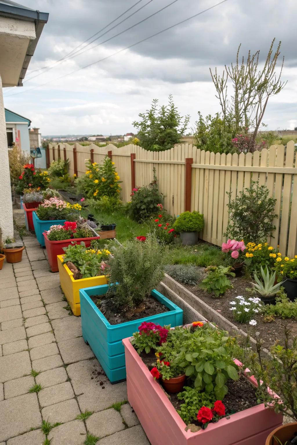 Colorful containers add vibrancy and charm.