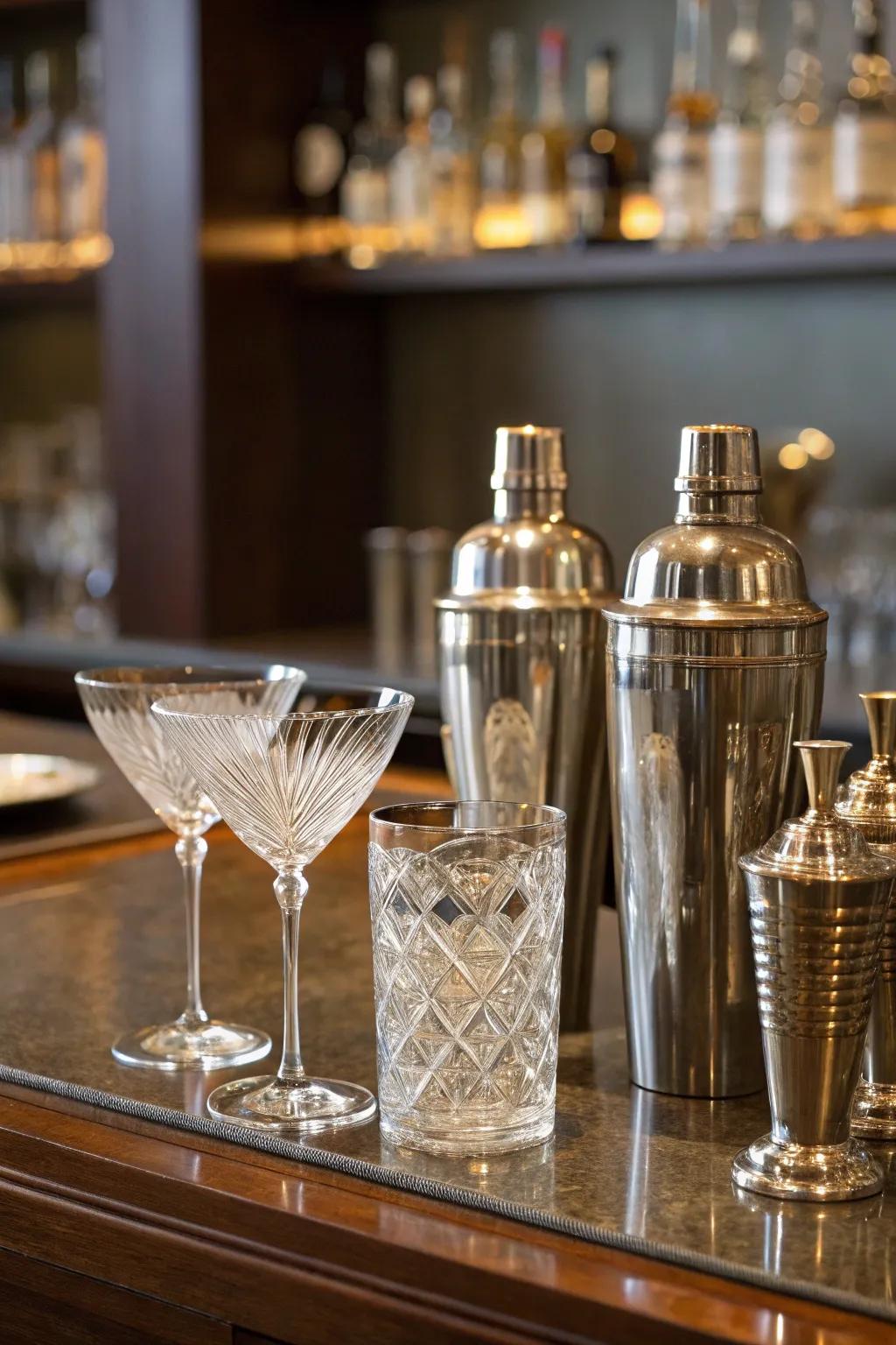 Handpicked timeless glassware enhances the authenticity of your speakeasy.