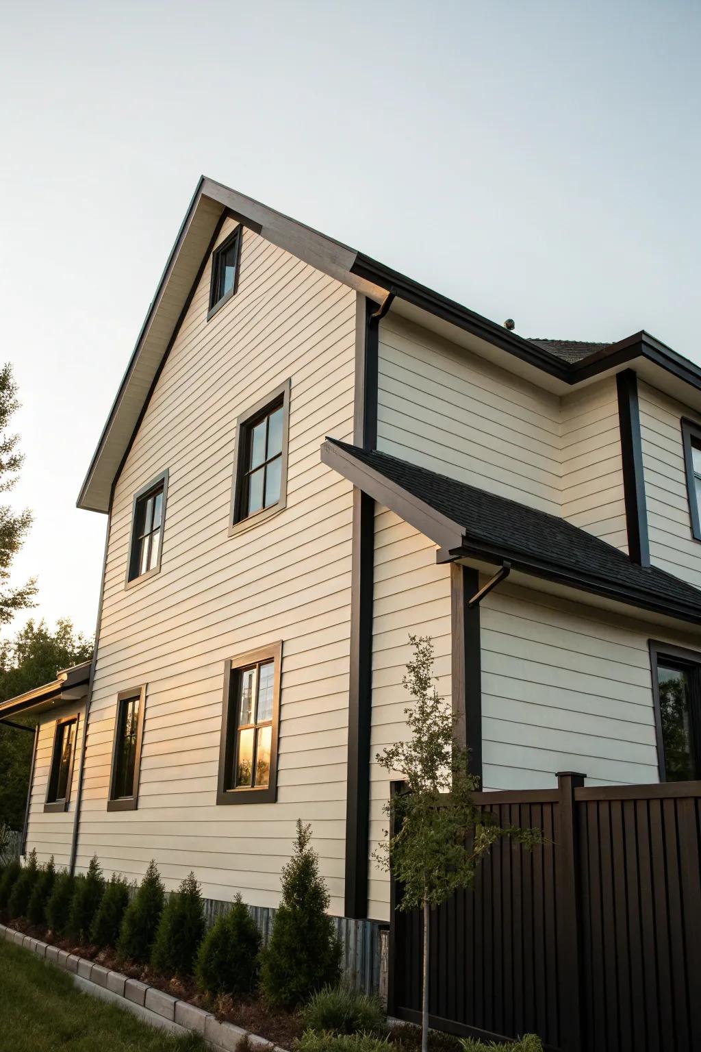 Striking contrast with light and dark siding