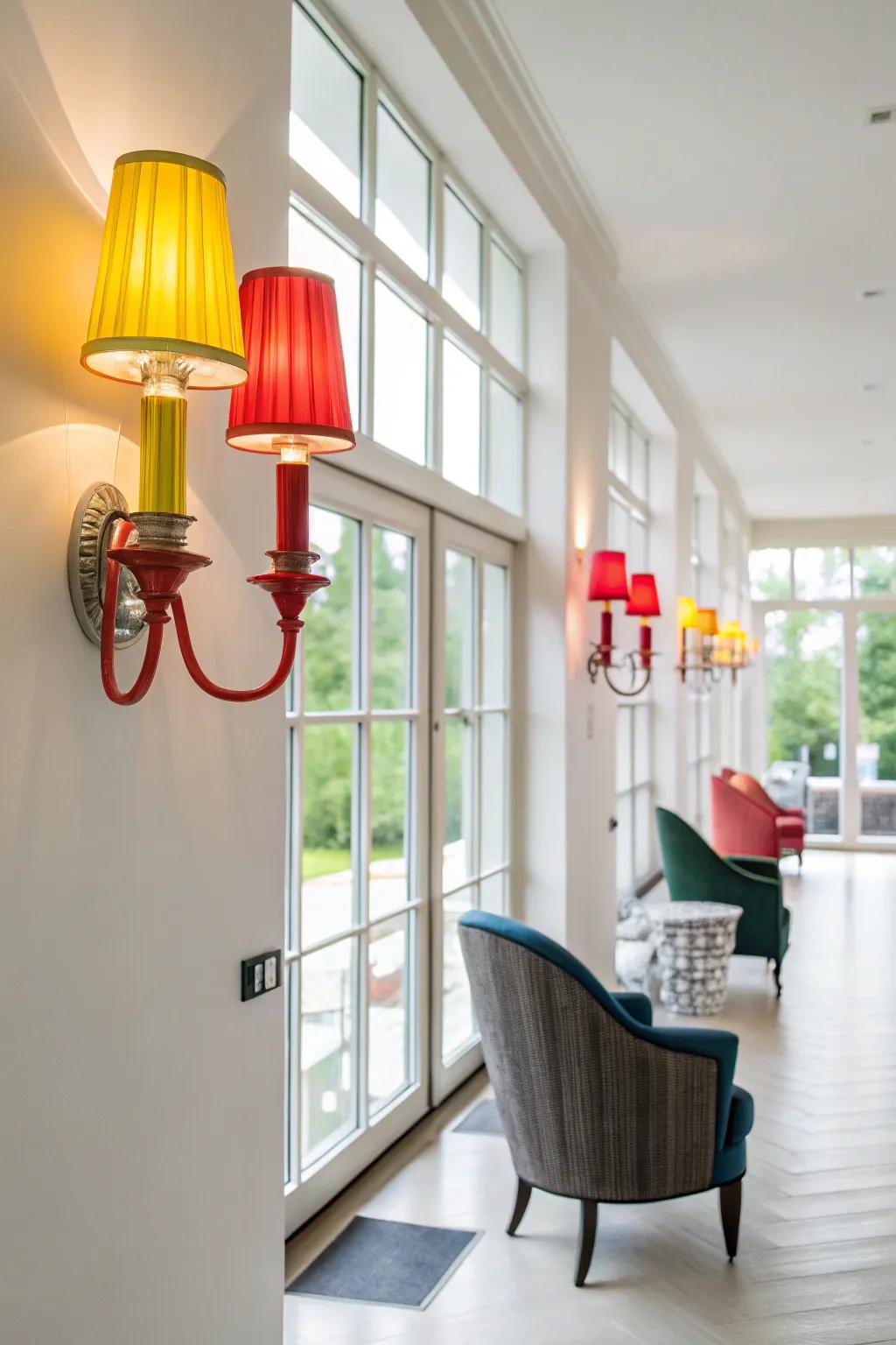 Colorful sconces bring a playful pop of personality to your space.