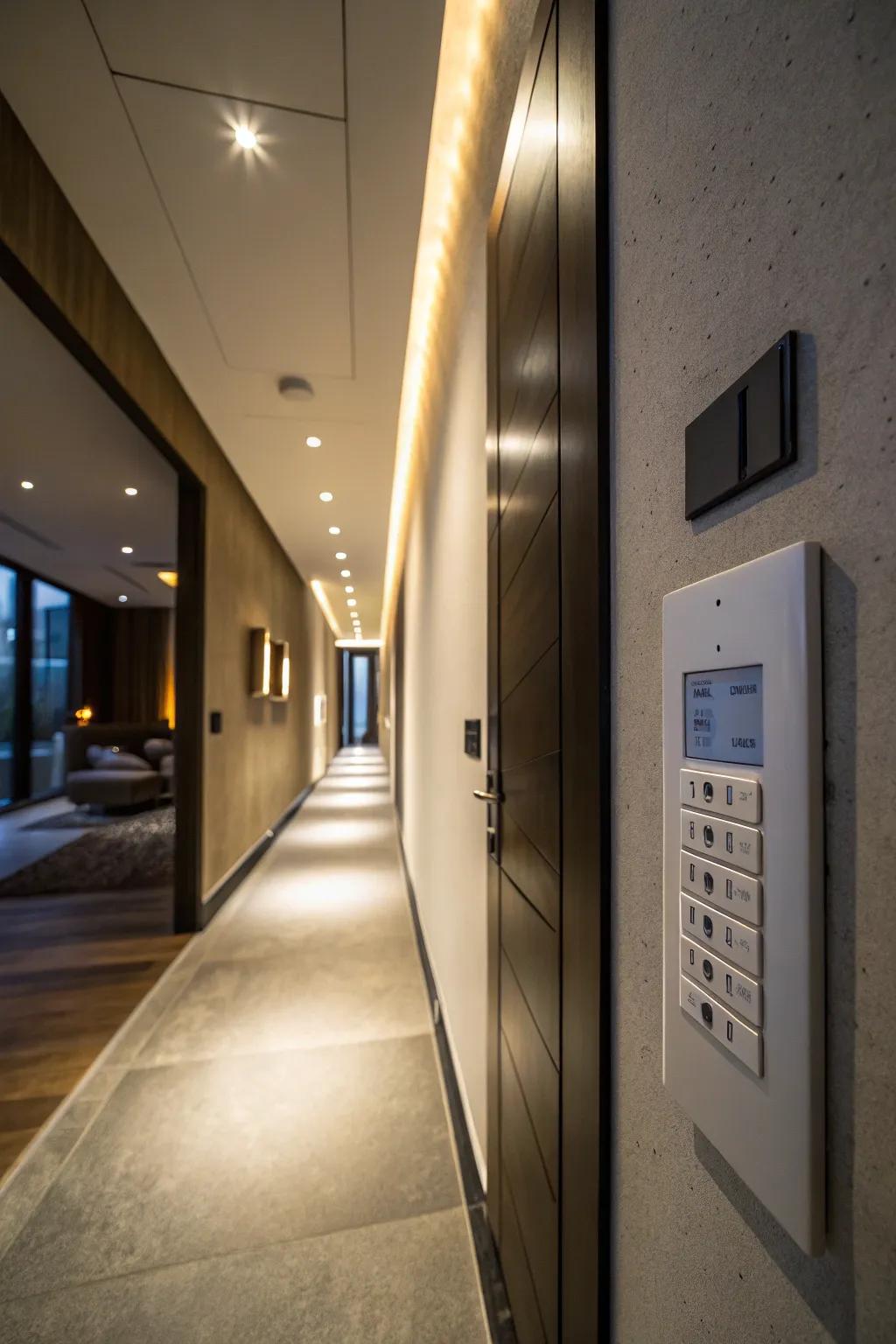 Dimmers allow you to control the ambiance of narrow hallways.
