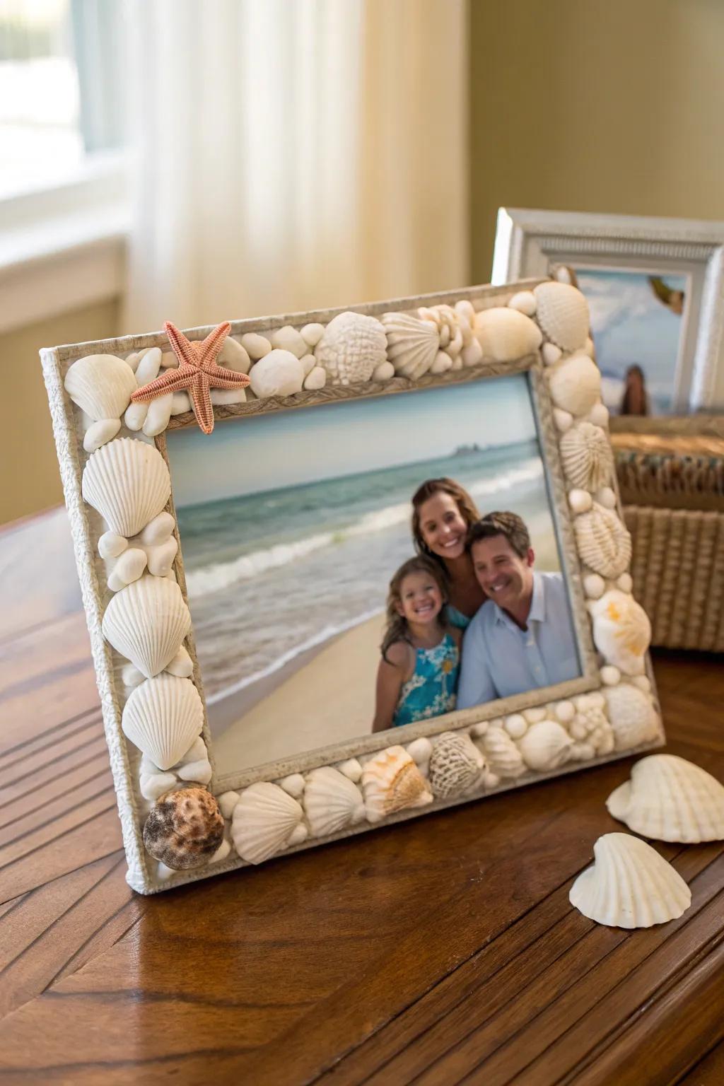 Seashell picture frames are a great way to show off beach memories.
