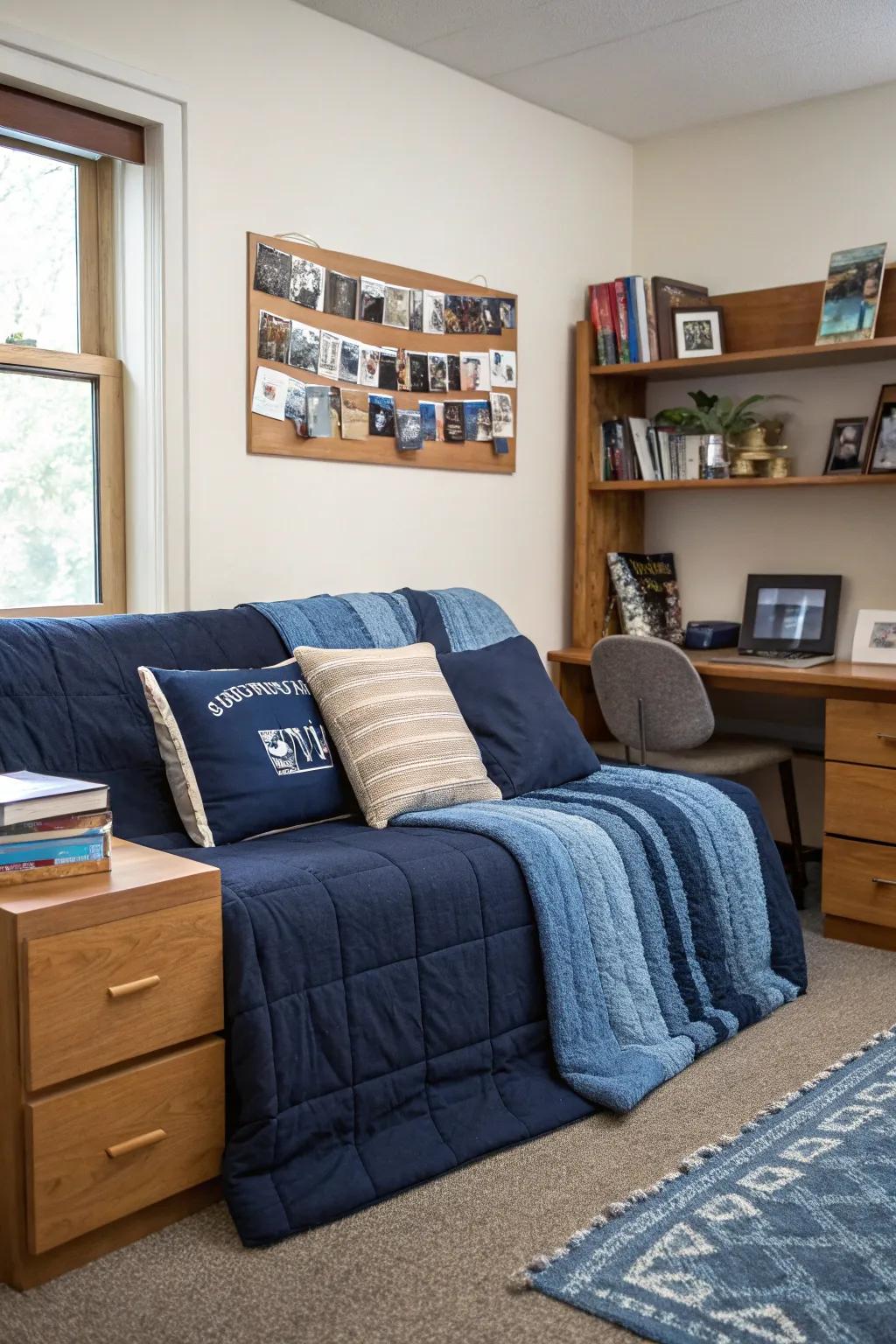 Layer textures for a welcoming and cozy seating area.