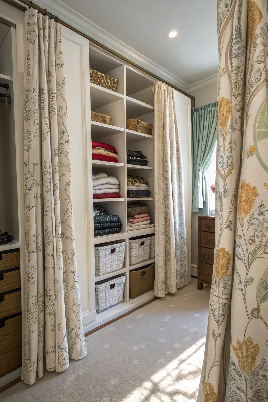 Elegant curtains as a closet cover