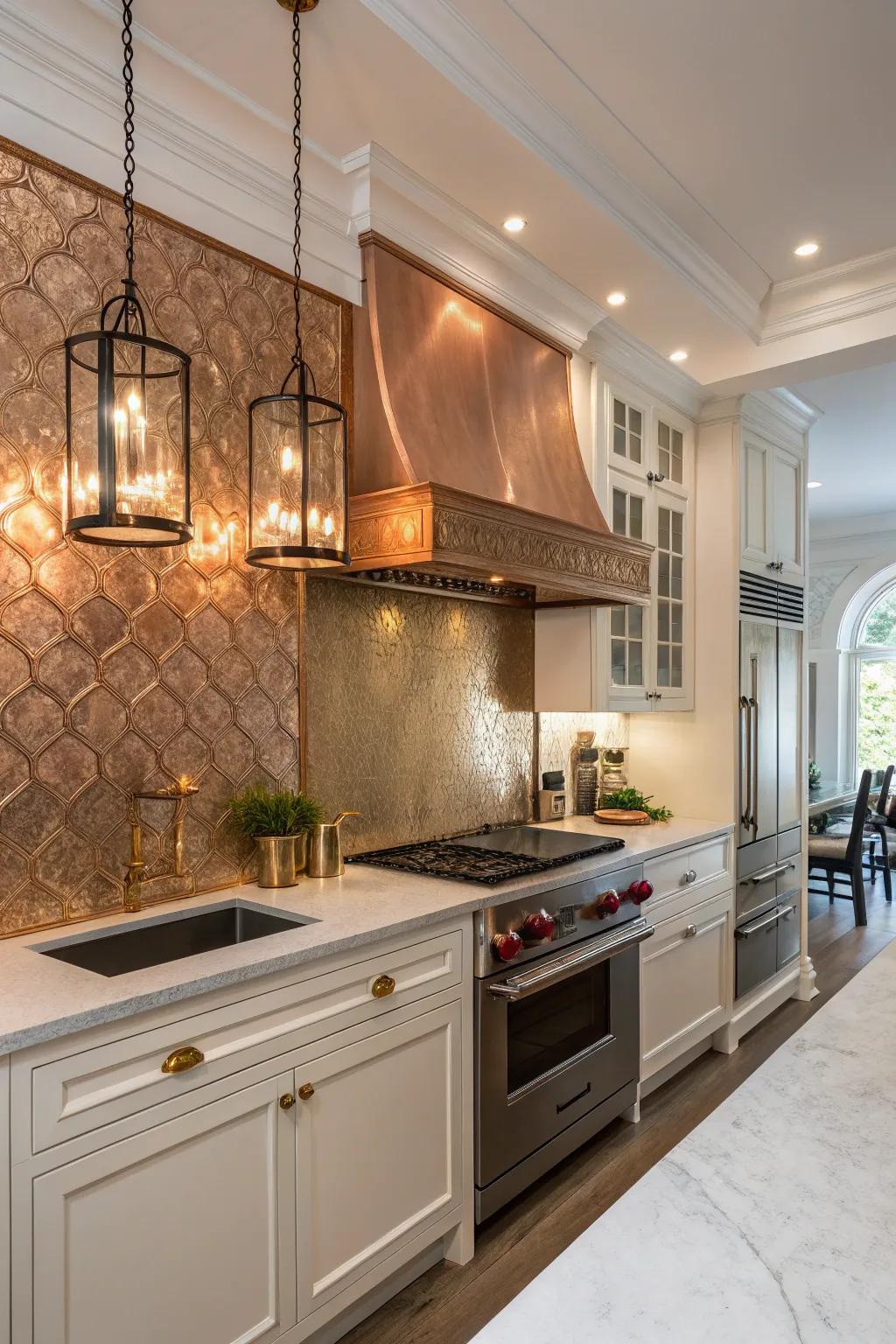 Shiny backsplashes bring glimmer and evolving beauty to kitchens.