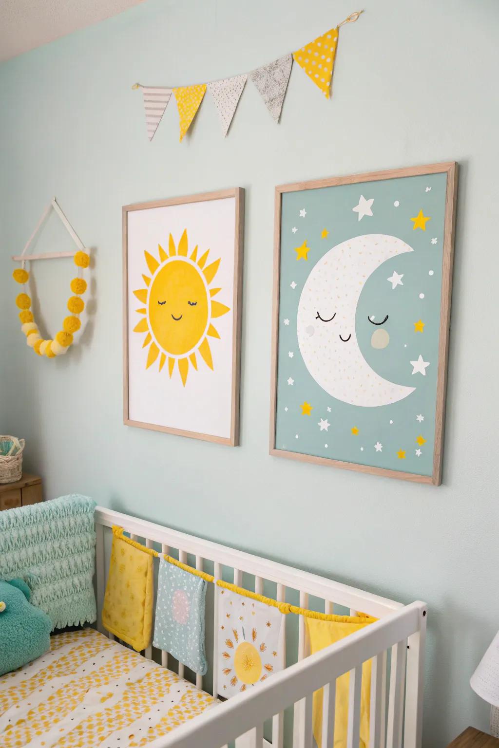 Day and night art brings harmony to the nursery.
