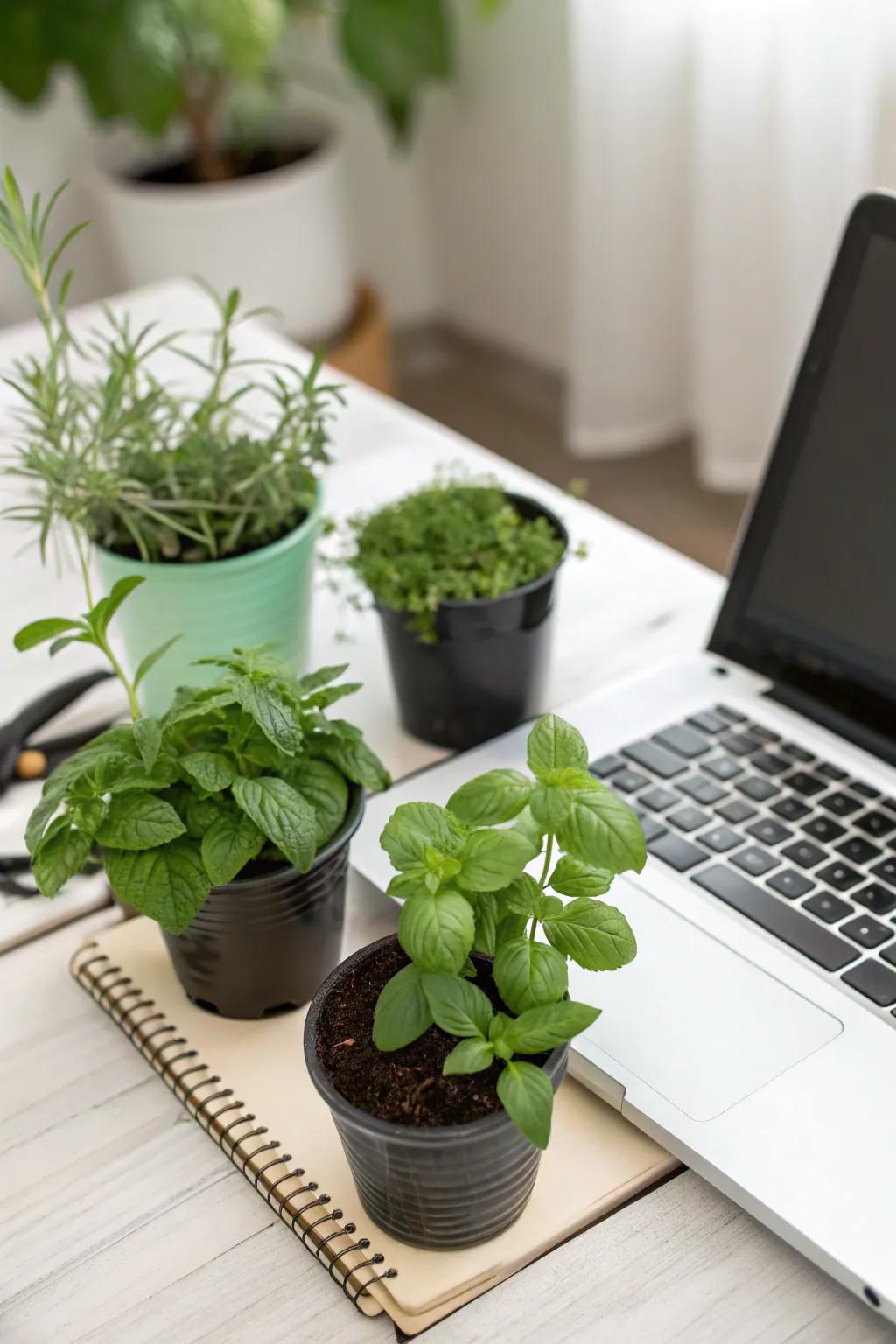 Add freshness and scent with small spice pots.
