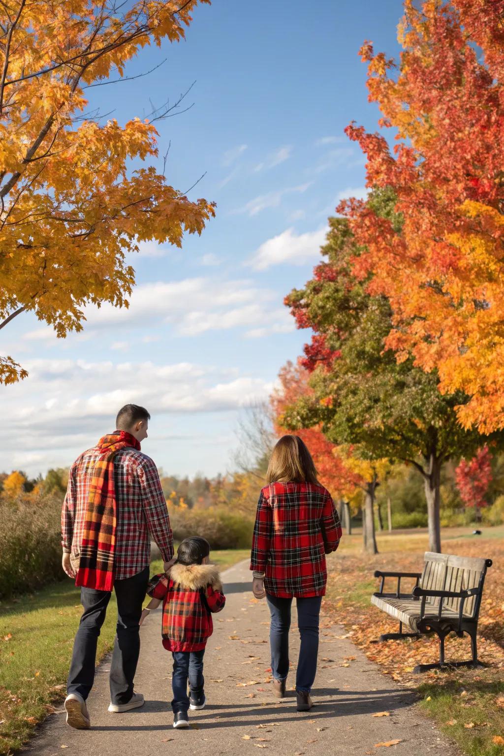 Plaid introduces a classic and snug feel to seasonal family photographs.