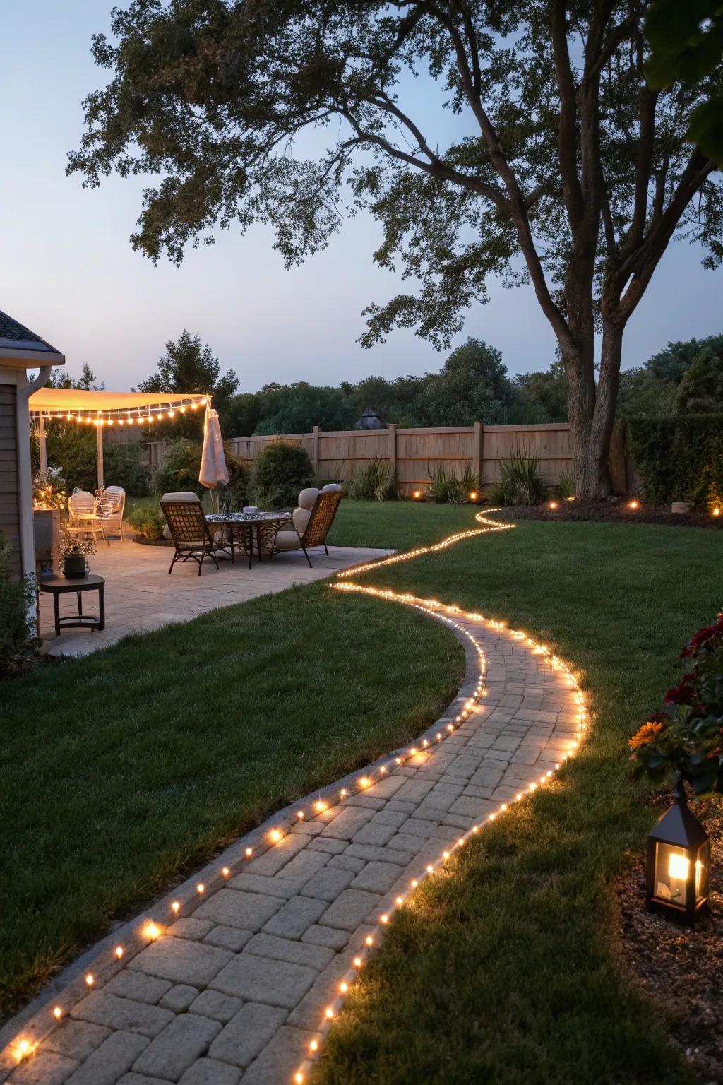 Strip lights offer versatility and style in illuminating outdoor areas.