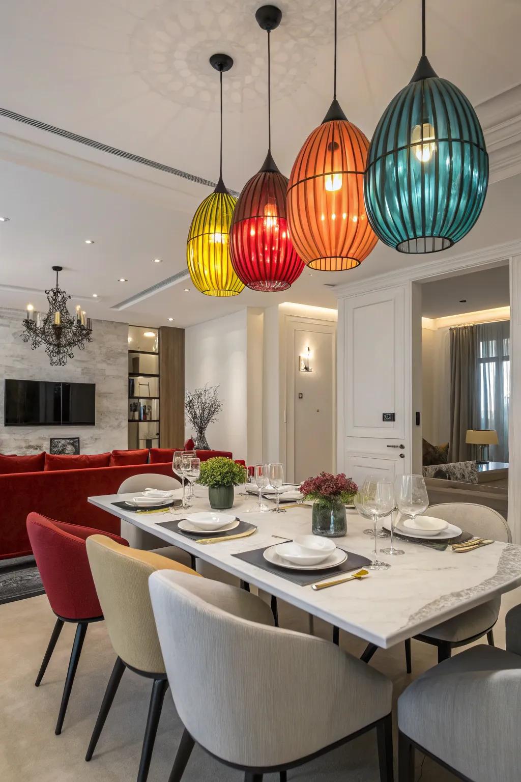 'Palette' Bold colors in lighting can energize and transform the area.