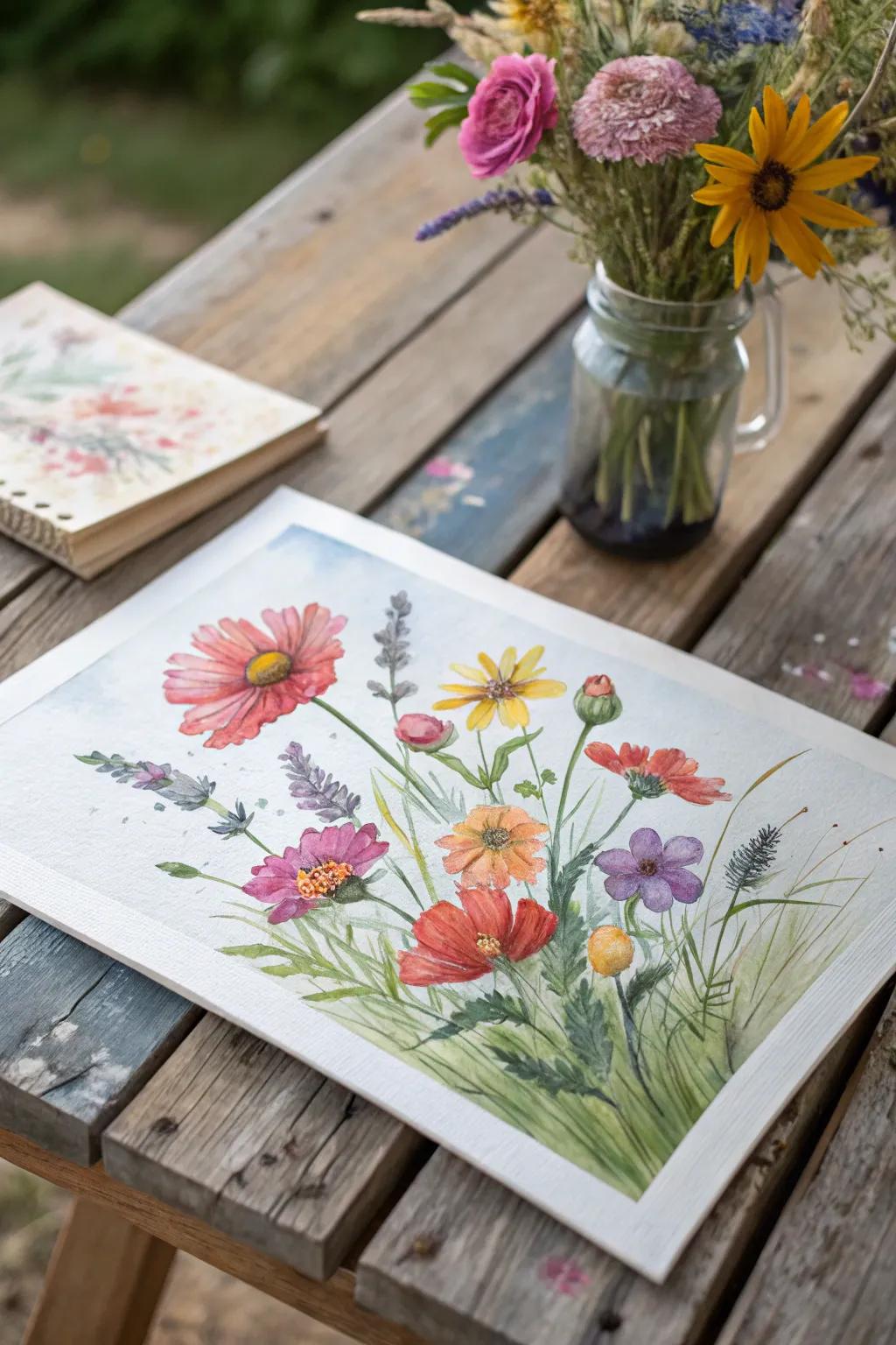 The beauty of nature is brought indoors by watercolor wildflowers.