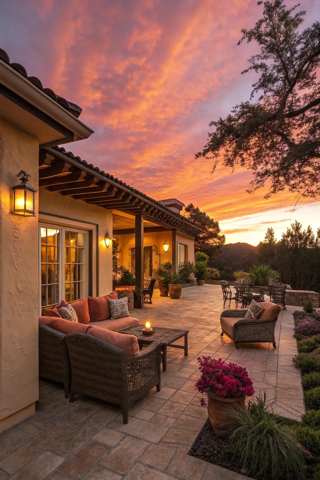 Sunset hues bring warmth and charm to your outdoor space.