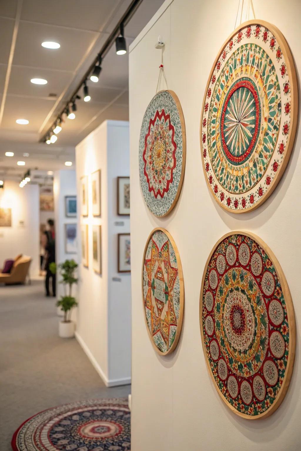 Area featuring artistic spherical panel themes.