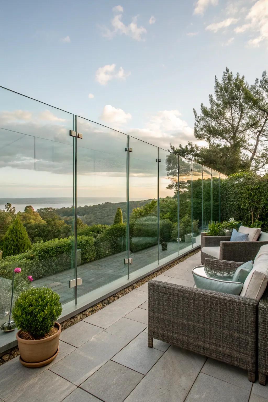 Glass panels provide modern style and open views.