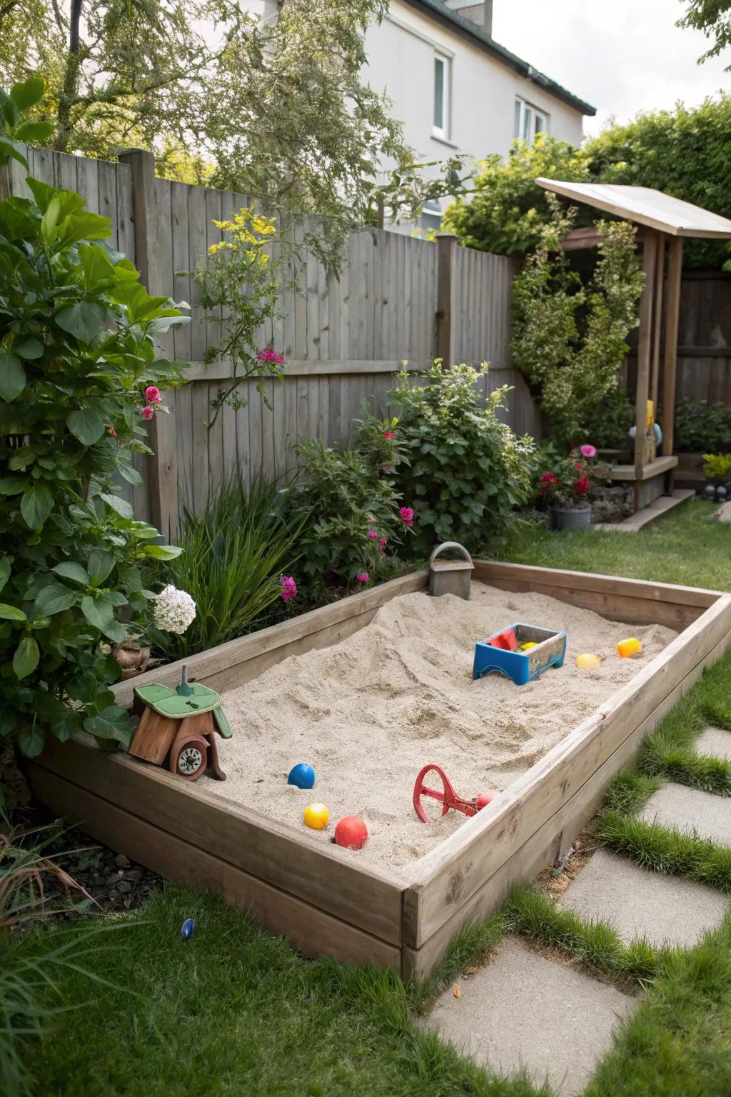 A pet sandpit offers a secure place for dogs to fulfill their digging desires.