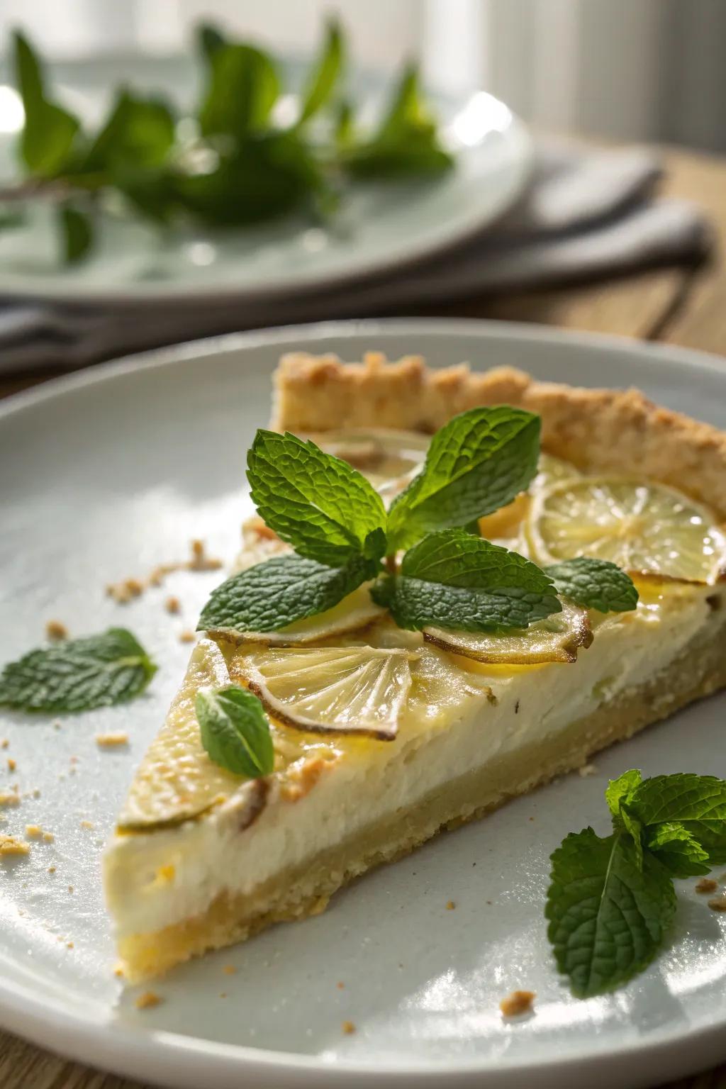 A slice of pie with a revitalizing herbal accent.