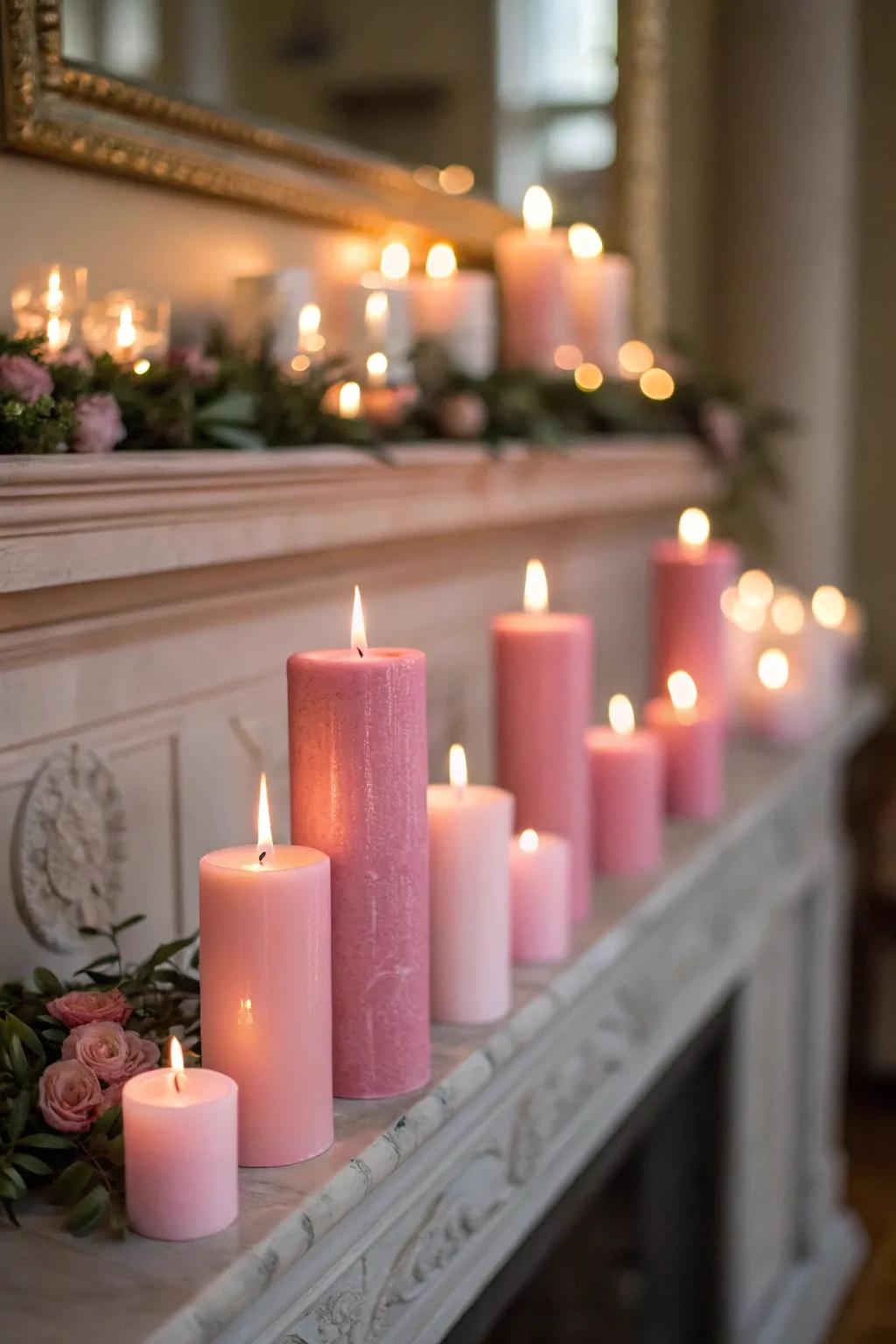 Rose candles creating a tranquil and inviting glow.